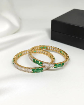 Bangles in Green Onyx & Zircons